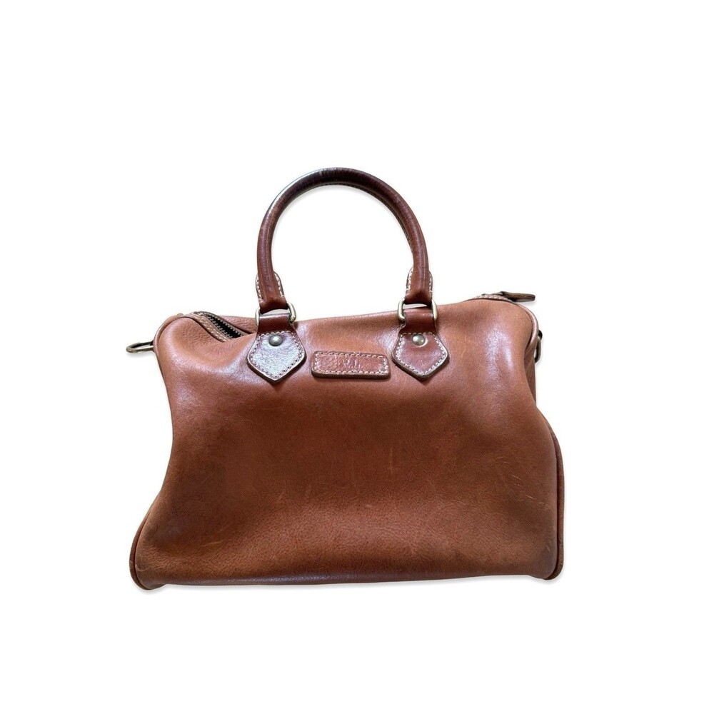 Vintage Polo Ralph Lauren 90s Leather Satchel Bag Handbag Brown Thick